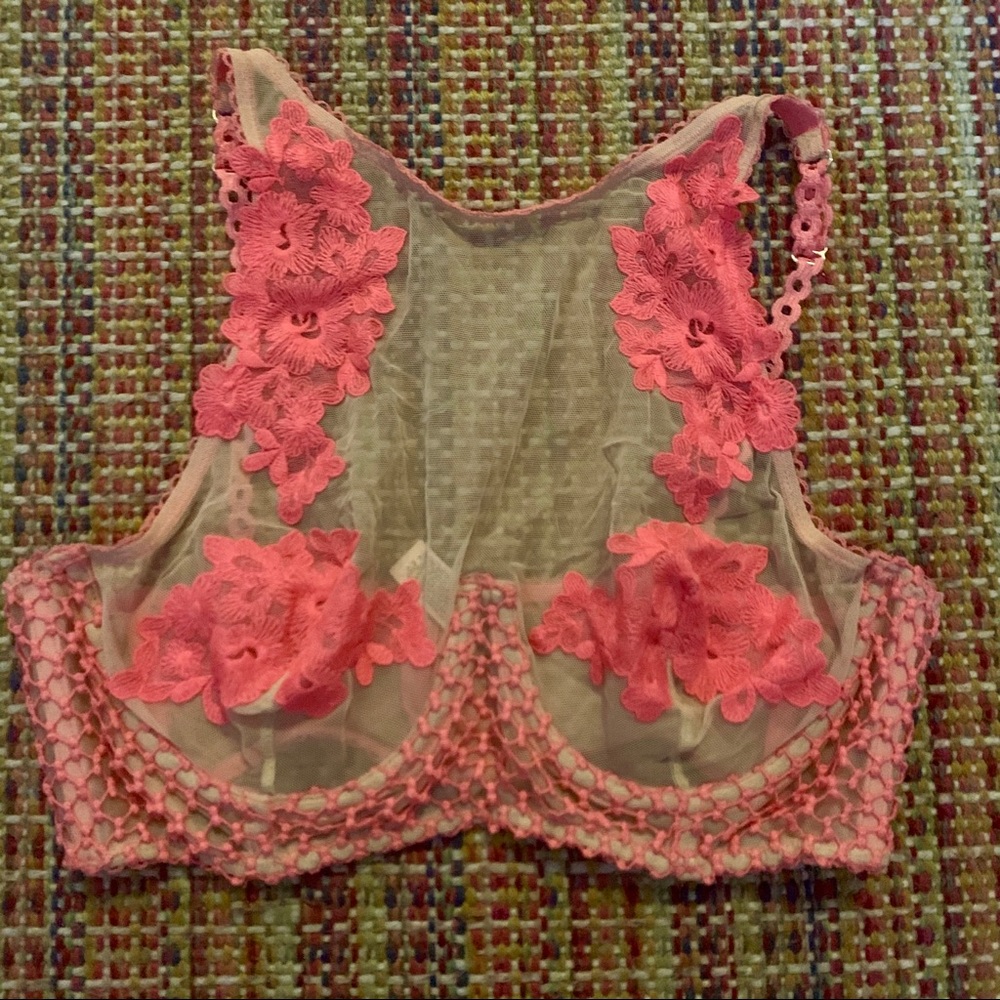 Victoria’s Secret Hot Pink Appliqué Bra Top